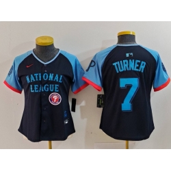 Women National League 7 Trea Turner Navy 2024 All Star Limited Stitched Baseball Jersey 2