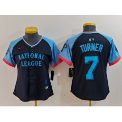 Women National League 7 Trea Turner Navy 2024 All Star Limited Stitched Baseball Jersey 5