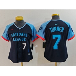 Women National League 7 Trea Turner Navy 2024 All Star Limited Stitched Baseball Jersey 9