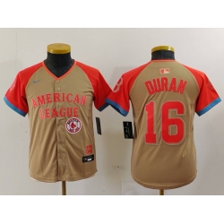 Youth American League 16 Jarren Duran Cream 2024 All Star Limited Stitched Jersey 5