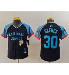 Youth National League 30 Paul Skenes Navy 2024 All Star Limited Stitched Baseball Jersey 3