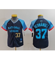 Youth National League 37 Teoscar Hernandez Navy 2024 All Star Limited Stitched Baseball Jersey 1