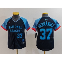 Youth National League 37 Teoscar Hernandez Navy 2024 All Star Limited Stitched Baseball Jersey 8