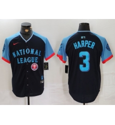 Men National League 3 Bryce Harper Navy 2024 All Star Limited Stitched Baseball Jersey