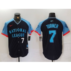 Men National League 7 Trea Turner Navy 2024 All Star Limited Stitched Baseball Jersey 7