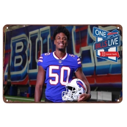 Buffalo Bills Aluminum Sign 12x8 Inch Gregory Rousseau 003