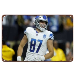 Detroit Lions Aluminum Sign 12x8 Inch Sam LaPorta 003