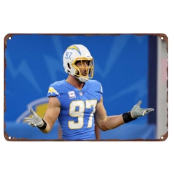 Los Angeles Chargers Aluminum Sign 12x8 Inch Joey Bosa 003