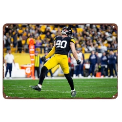 Pittsburgh Steelers Aluminum Sign 12x8 Inch T.J. Watt 010