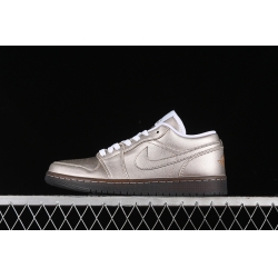 AIR JORDAN 1 LOW METALLIC ZINC SUMMIT WHITE VELVET BROWN METALLIC ZINC