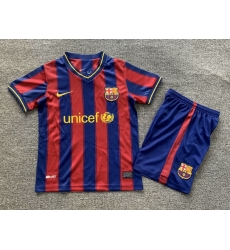 Youth Retro Soccer Jerseys Barcelona Blue Red 09 10