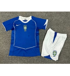 Youth Retro Soccer Jerseys Brazil Blue