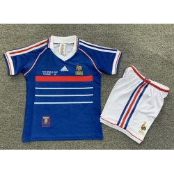 Youth Retro Soccer Jerseys France Blue