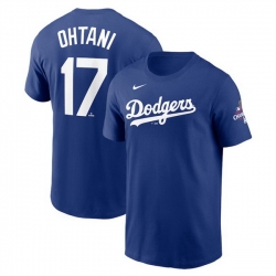 Men Los Angeles Dodgers 17 Shohei Ohtani Royal 2024 World Series Champions Name  26 Number T Shirt