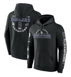 Men Los Angeles Dodgers Black 2024 World Series Champions Logos Pullover Hoodie