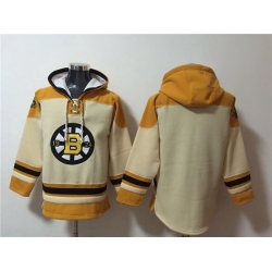 Men Boston Bruins Blank Cream Ageless Must Have Lace Up Pullover Hoodie