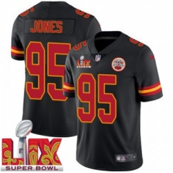 Men Kansas City Chiefs Chris Jones #95 Black 2024 2025 Super Bowl LIX F U S E Stitched Jersey