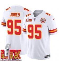 Men Kansas City Chiefs Chris Jones #95 White 2024 2025 Super Bowl LIX F U S E Stitched Jersey