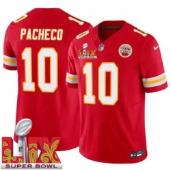 Men Kansas City Chiefs Isiah Pacheco #10 Red 2024 2025 Super Bowl LIX F U S E Stitched Jersey