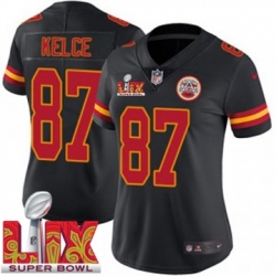 Women Kansas City Chiefs Travis Kelce #87 Black 2024 2025 Super Bowl LIX F U S E Stitched Jersey