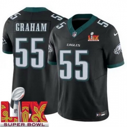 Men Philadelphia Eagles Brandon Graham #55 Black 2024 2025 Super Bowl LIX F U S E Stitched NFL Jersey