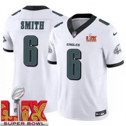 Men Philadelphia Eagles DeVonta Smith #6 White 2024 2025 Super Bowl LIX F U S E Stitched NFL Jersey