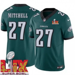 Men Philadelphia Eagles Quinyon Mitchell #27 Green 2024 2025 Super Bowl LIX F U S E Stitched NFL Jersey