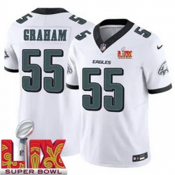 Youth Philadelphia Eagles Brandon Graham #55 White 2024 2025 Super Bowl LIX F U S E Stitched NFL Jersey