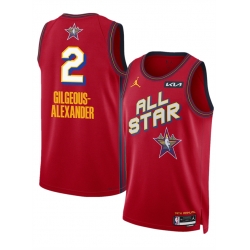 Men 2025 All Star 2 Shai Gilgeous Alexander Red Stitched Basketball Jersey