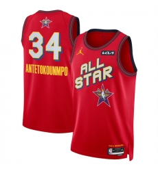 Men 2025 All Star 34 Giannis Antetokounmpo Red Stitched Basketball Jersey