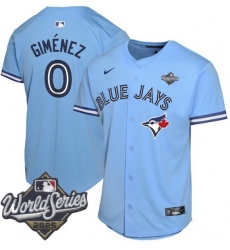 Men Toronto Blue Jays 0 Andres Gimenez Cool Base Stitched Baseball Jersey Light Blue