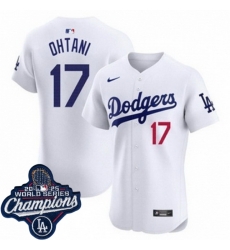 Men Los Angeles Dodgers 17 Shohei Ohtani Cool Base 2025 World Champions Stitched Baseball Jersey White Men Los Angeles Dodgers 17 Shohei Ohtani Cool Base 2025 World Champions Stitched Baseball Jersey White