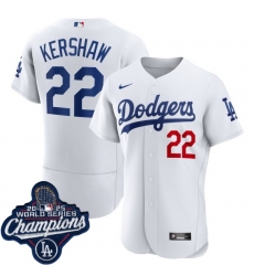 Men Los Angeles Dodgers 22 Clayton Kershaw Cool Base 2025 World Champions Stitched Baseball Jersey White Men Los Angeles Dodgers 22 Clayton Kershaw Cool Base 2025 World Champions Stitched Baseball Jersey White
