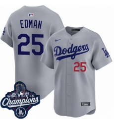 Men Los Angeles Dodgers 25 Tommy Edman Cool Base 2025 World Champions Stitched Baseball Jersey Gray Men Los Angeles Dodgers 25 Tommy Edman Cool Base 2025 World Champions Stitched Baseball Jersey Gray