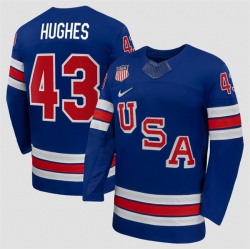 Men USA 43 Quinn Hughes Royal 2026 Stitched Jersey