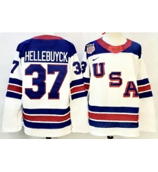 Men's USA 37 Connor Hellebuyck White 2026 Stitched Jerseys