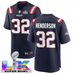 Men Women youth New England Patriots #32 TreVeyon Henderson 2025 2026 Super Bowl LX F U S E Stitched NFL Jersey Blue