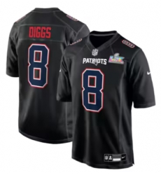 Stefon Diggs New England Patriots Nike Super Bowl LX Patch Carbon Fashion Game Jersey Black