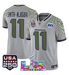 Men Seattle Seahawks 11 Jaxon Smith Njigba Gray 2025 F U S E Super Bowl LX US 250th anniversary Patch And 50th Season Patch Rivalries Vapor Limited Footba Men Seattle Seahawks 11 Jaxon Smith Njigba Gray 2025 F U S E Super Bowl LX US 250th anniversary Patch And 50th Season Patch Rivalries Vapor Limited Footba