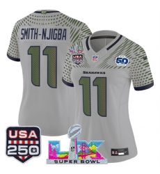 Women Seattle Seahawks 11 Jaxon Smith Njigba Gray 2025 F U S E Super Bowl LX US 250th anniversary Patch And 50th Season Patch Rivalries Vapor Limited Foot Women Seattle Seahawks 11 Jaxon Smith Njigba Gray 2025 F U S E Super Bowl LX US 250th anniversary Patch And 50th Season Patch Rivalries Vapor Limited Foot