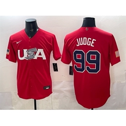 Men USA Baseball 99 Aaron Judge Red World Baseball Classic Stitched Jersey