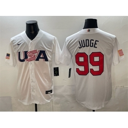 Men USA Baseball 99 Aaron Judge White World Baseball Classic Stitched Jersey