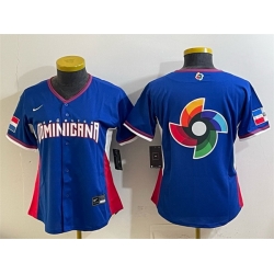 Women Dominican Republic Baseball Royal 2026 World Baseball Classic Big Logo Road Stadium Stitched Baseball Jersey Run Small 