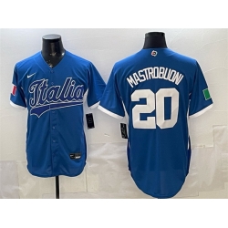 Men Italy Baseball  20 Miles Mastrobuoni Blue 2026 World Baseball Classic Home Stadium Stitched Jersey