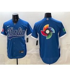 Men Italy Baseball Blue 2026 World Baseball Classic Big Logo Home Stadium Stitched Jersey Men Italy Baseball Blue 2026 World Baseball Classic Big Logo Home Stadium Stitched Jersey