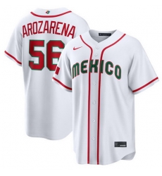 Men Mexico Baseball  56 Randy Arozarena White 2026 World Baseball Classic Home Stadium Stitched Jersey