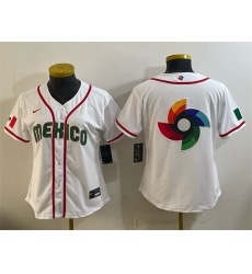 Women Mexico Baseball White 2026 World Baseball Classic Big Logo Home Stadium Stitched Baseball Jersey Women Mexico Baseball White 2026 World Baseball Classic Big Logo Home Stadium Stitched Baseball Jersey