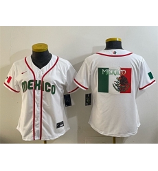 Youth Mexico Baseball White 2026 World Baseball Classic Big Logo Home Stadium Stitched Baseball Jersey Youth Mexico Baseball White 2026 World Baseball Classic Big Logo Home Stadium Stitched Baseball Jersey