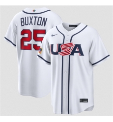 Men USA Baseball 25 Byron Buxton White 2026 World Baseball Classic Home Stadium Stitched Jersey Men USA Baseball 25 Byron Buxton White 2026 World Baseball Classic Home Stadium Stitched Jersey