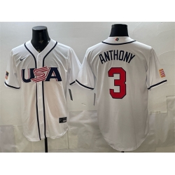 Men USA Baseball  3 Roman Anthony White 2026 World Baseball Classic Home Stadium Stitched Jersey